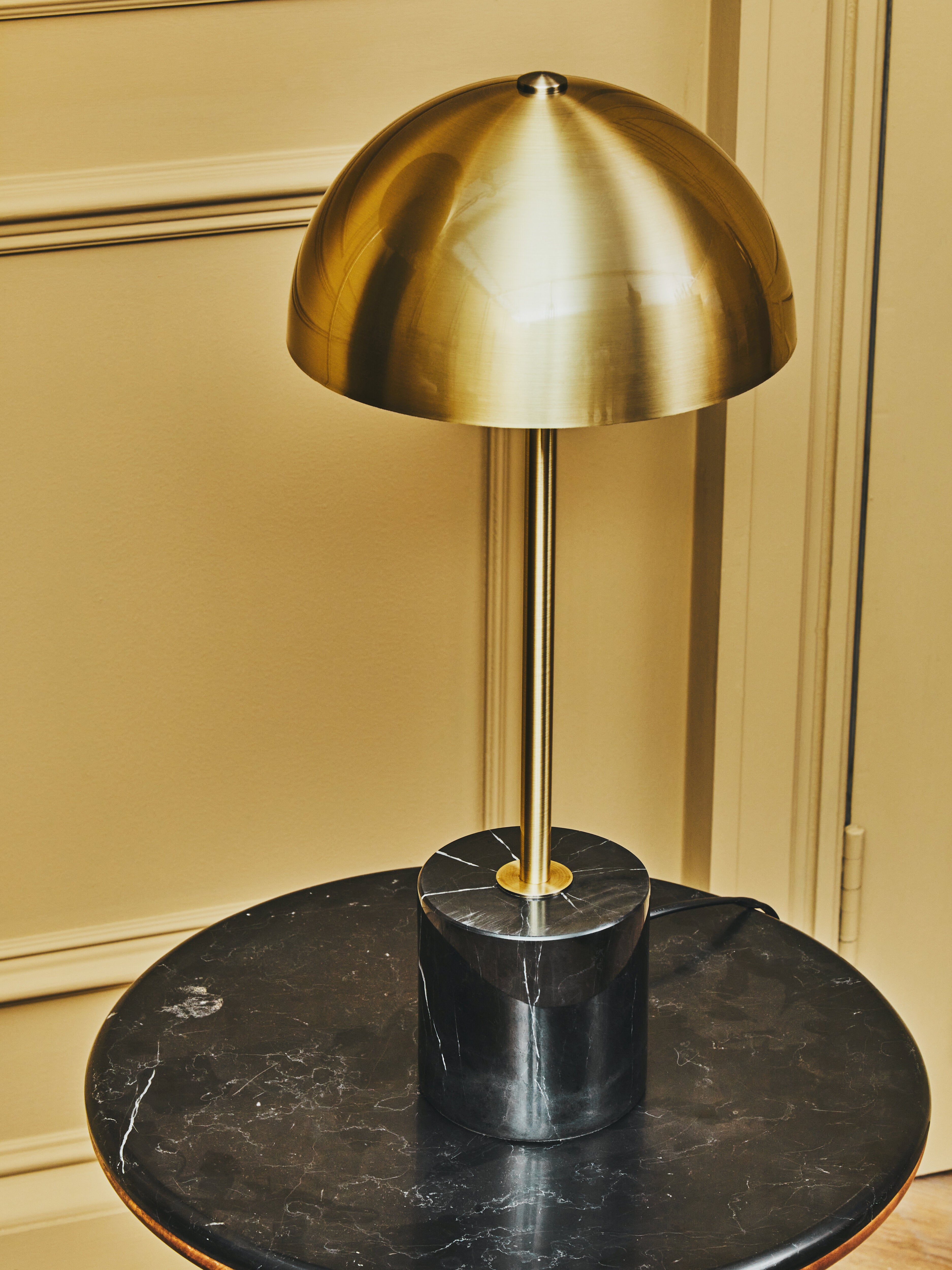 Braden Brushed Brass Table Lamp with Black Marble Base
